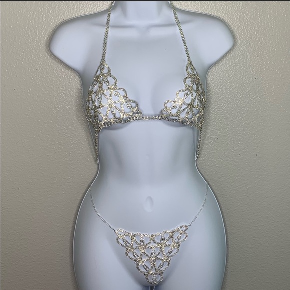 Other - ✨ Crystal Goddess Silver Rhinestone Thong Panty